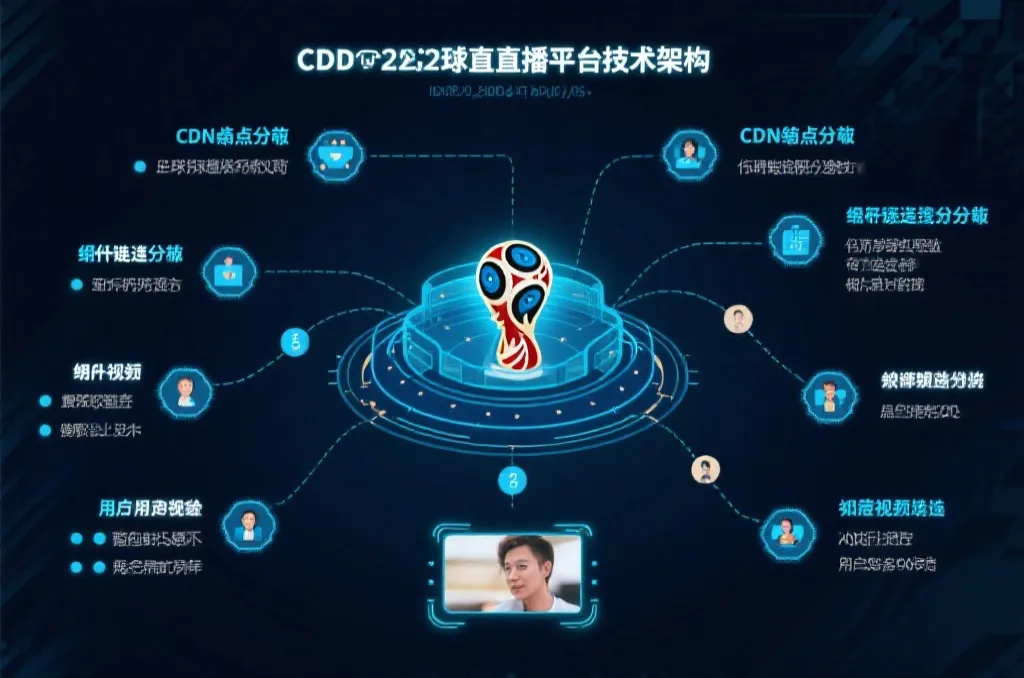 世界杯直播平台技术架构示意图,展示CDN节点分发与用户观看路径